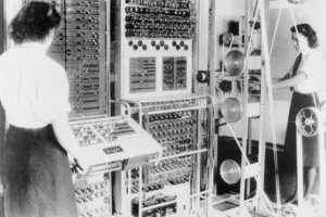 Wrens operating the 'Colossus' computer, 1943.'Colossus' computer, 1943.